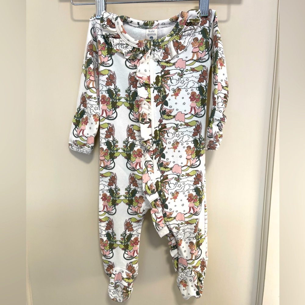 Kate Quinn organic cotton footie, ruffles and fairies